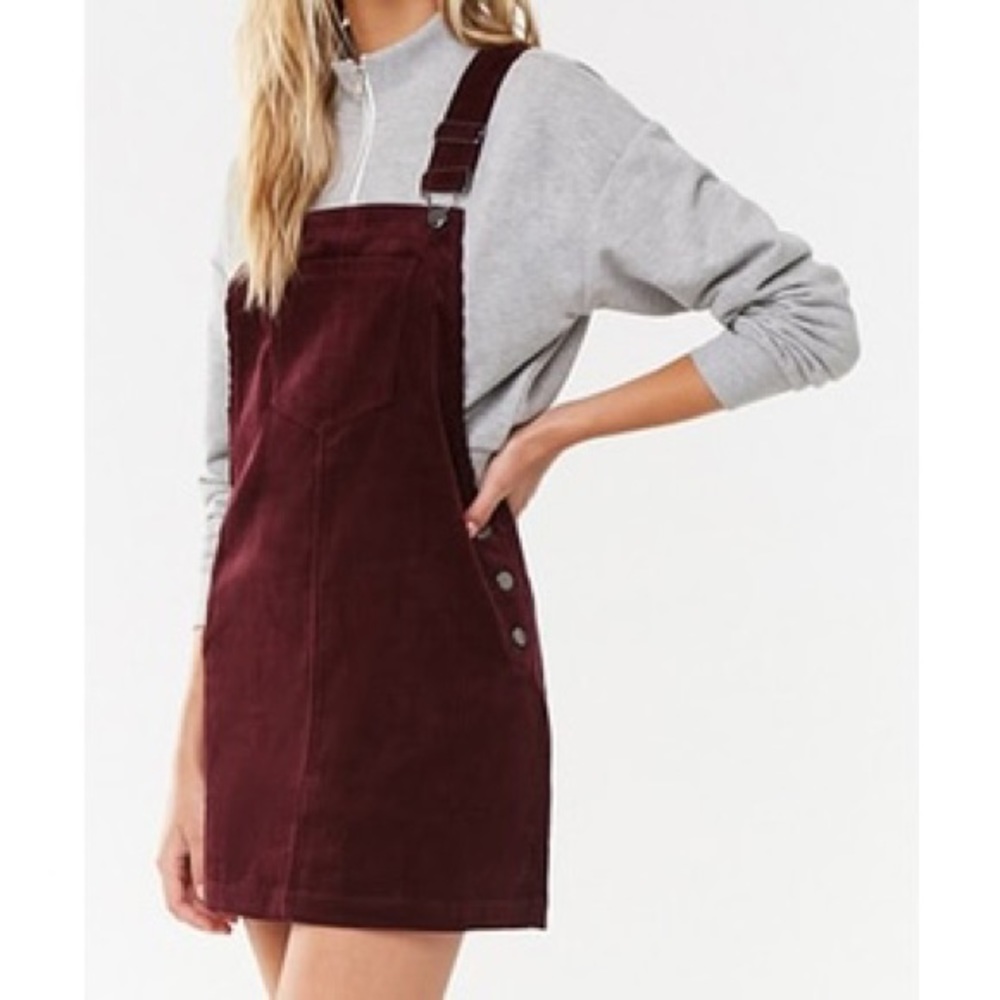 Burgundy forever 21 denim jumper